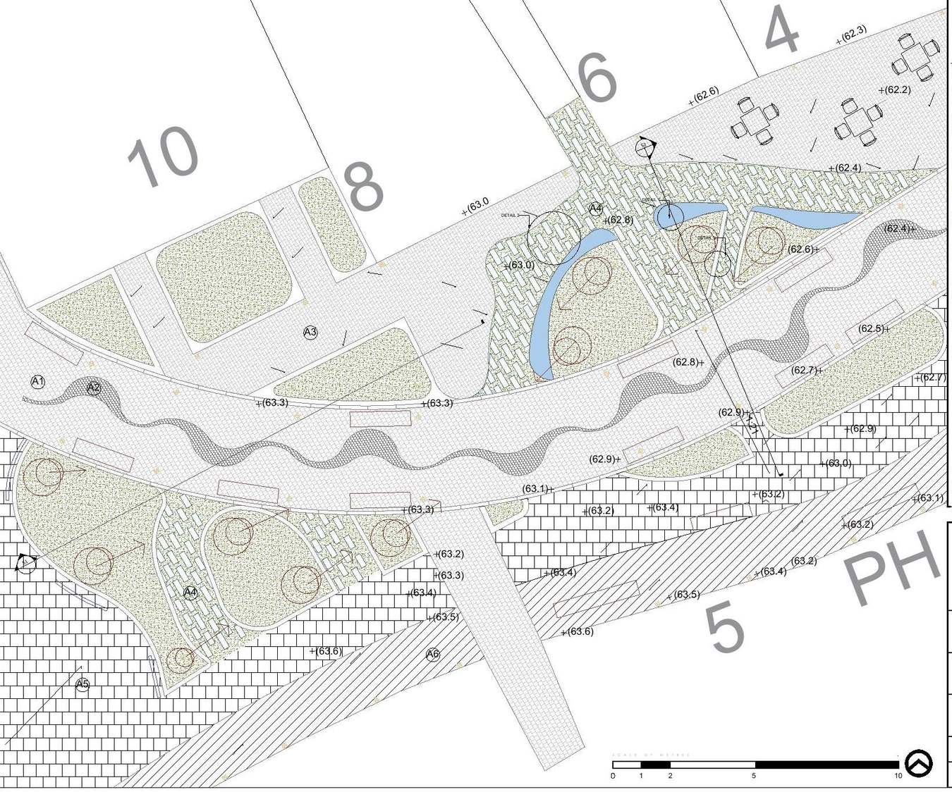 Concept plan: movement routes, rain gardens and sculpture points